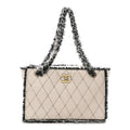 Chanel Tweed Calfskin Tweedy Shopping Tote Beige