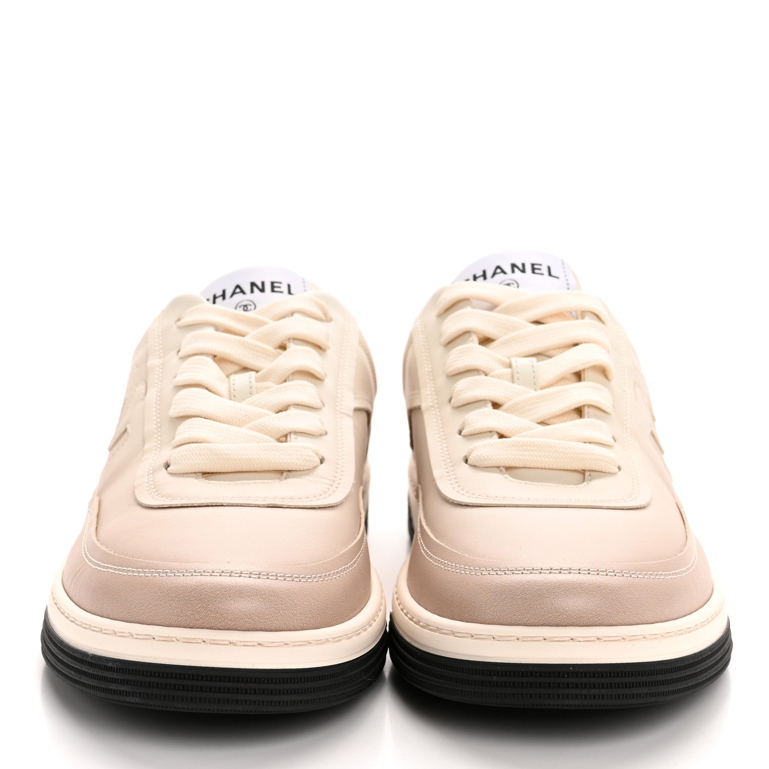 Printed Calfskin Womens CC Logo Sneakers 40 Beige