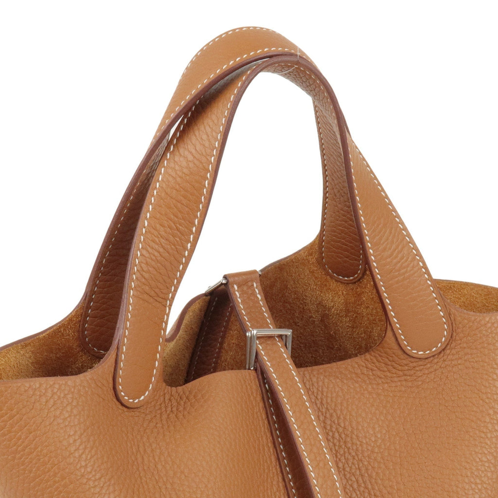 HERMES Picotin Lock PM Taurillon Clemence Hand Bag Gold
