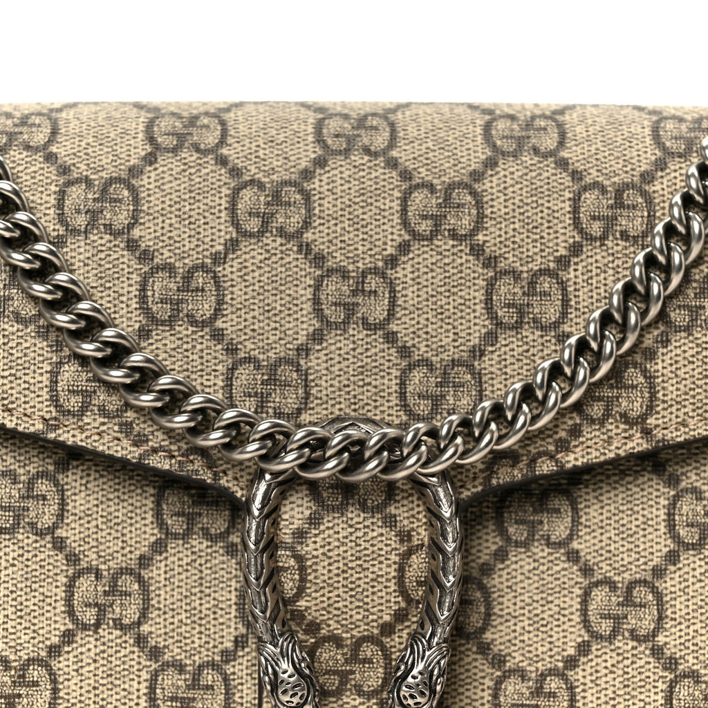 Gucci GG Supreme Monogram Mini Dionysus Chain Wallet Beige Taupe