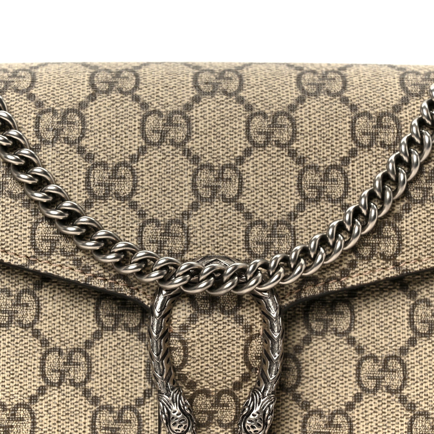 Gucci GG Supreme Monogram Mini Dionysus Chain Wallet Beige Taupe