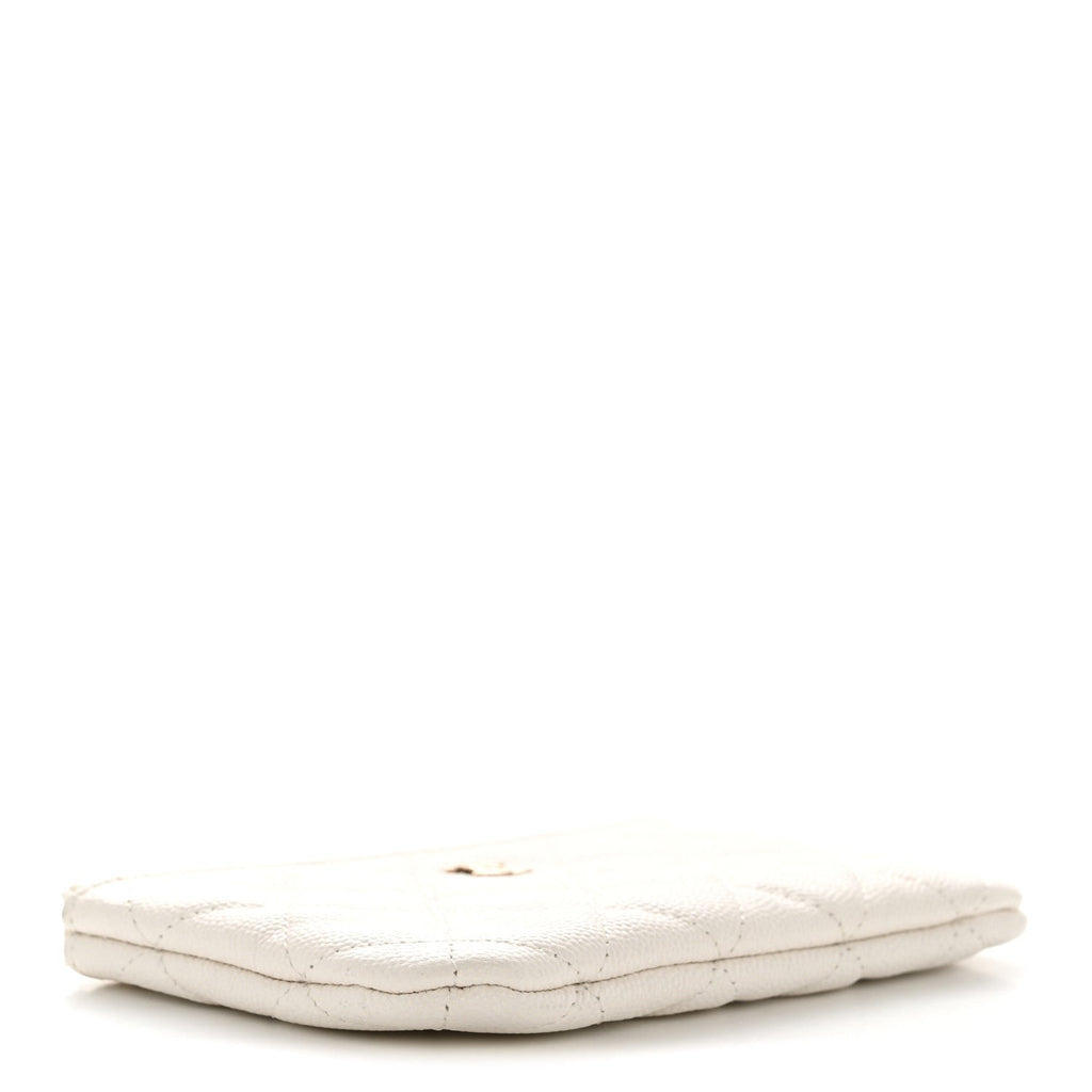 Caviar Quilted Small Cosmetic Case White