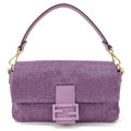 FENDI Zucca Mamma Baguette Beads Leather 2Way Bag Purple 8BR600