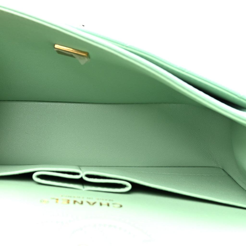 Chanel Caviar Quilted Small Double Flap Light Green