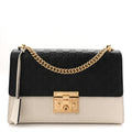 Gucci Guccissima Medium Padlock Shoulder Bag Black Mystic White