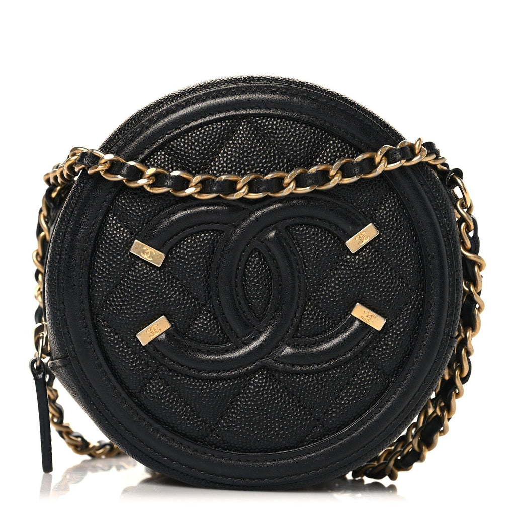 Chanel Caviar Quilted Round Filigree Crossbody Black