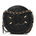 Chanel Caviar Quilted Round Filigree Crossbody Black