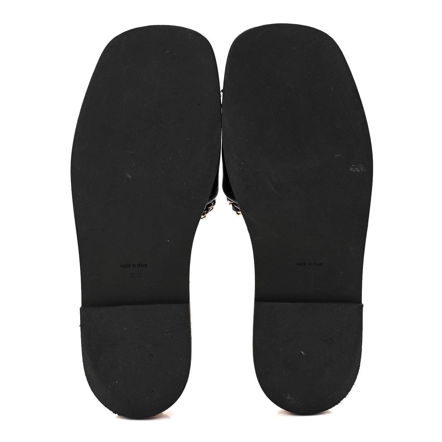 Lambskin Chain Cork Slide Sandals 38 Black