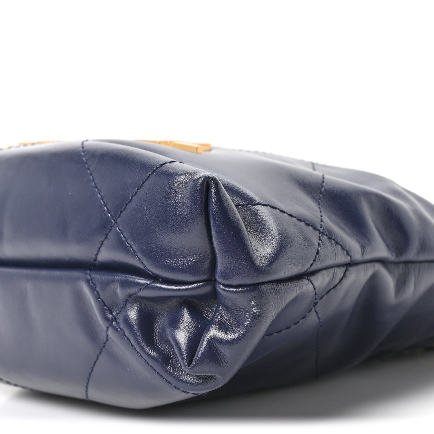 Chanel Shiny Calfskin Quilted Mini Chanel 22 Navy Blue