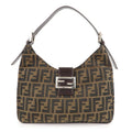FENDI Zucca Canvas Leather Shoulder Bag Brown Black 26569