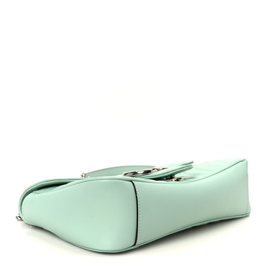 Gucci Calfskin Matelasse Small GG Marmont Shoulder Bag Water Green