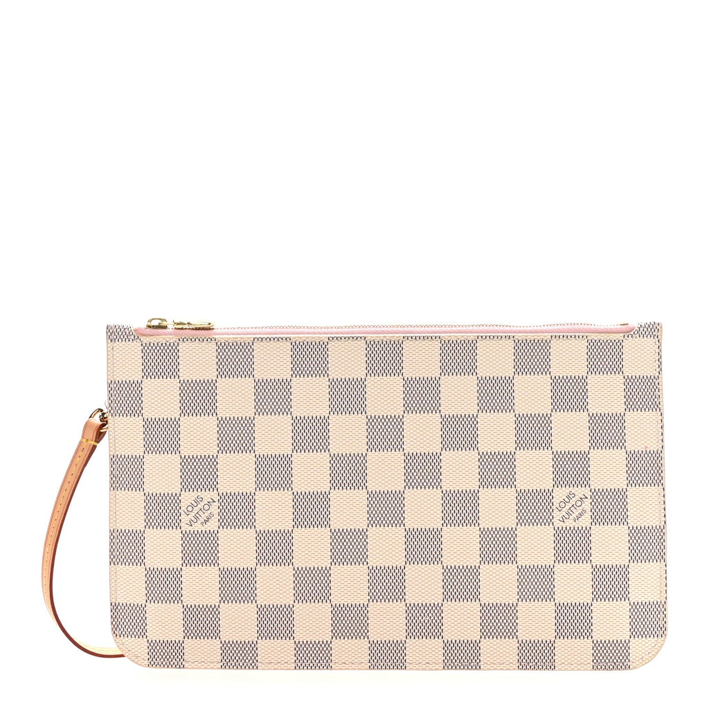Louis Vuitton Damier Azur Neverfull MM GM Pochette Rose Ballerine