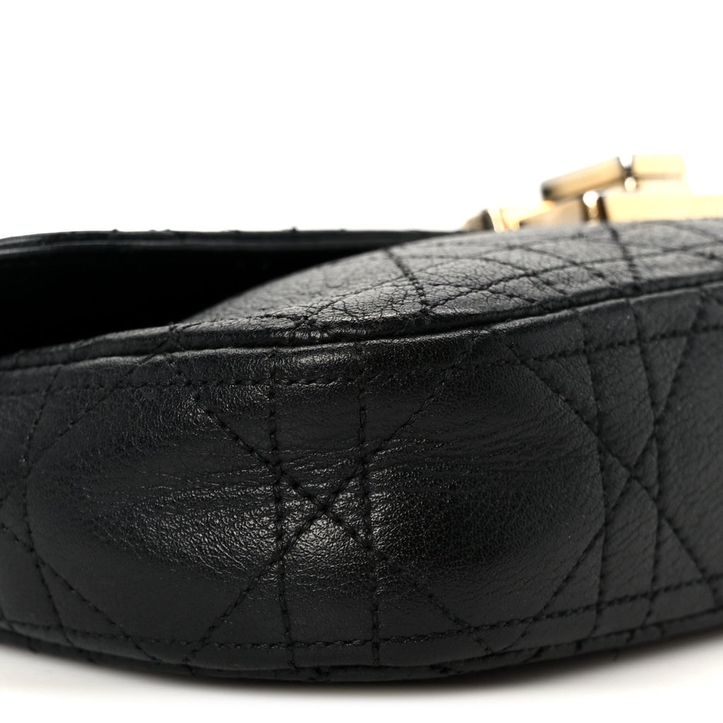 Christian Dior Grained Calfskin Cannage Diorling Wallet On Chain Black