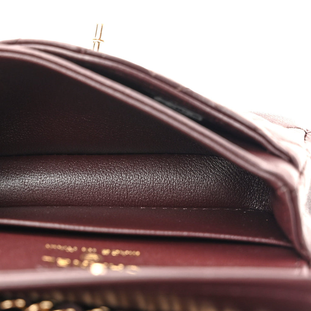 Chanel Lambskin Quilted Mini Flap Bag Charm With Hook Dark Brown