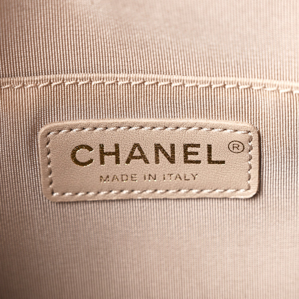 Chanel Tweed Front Pocket Backpack Beige