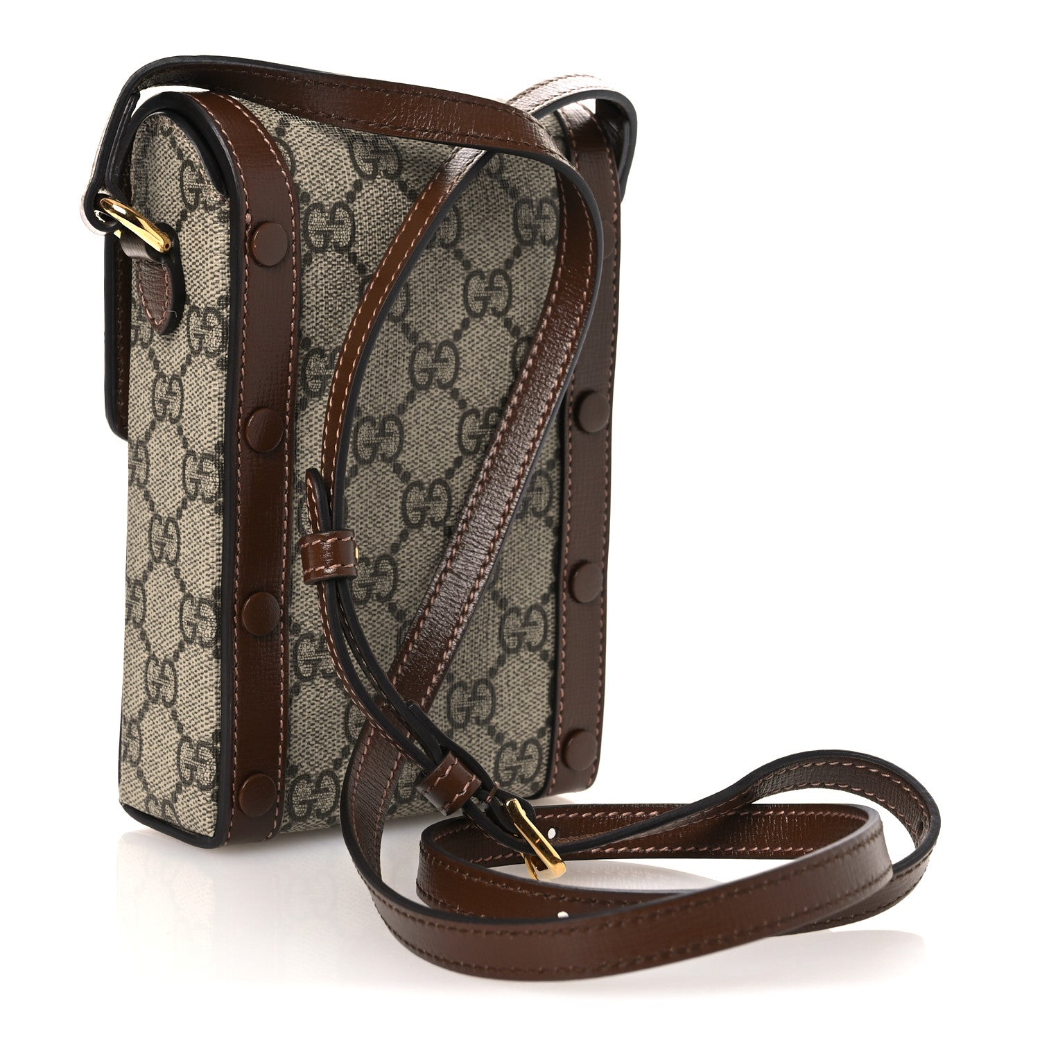 Gucci GG Supreme Monogram Mini Horsebit 1955 Crossbody Bag Beige Brown Sugar