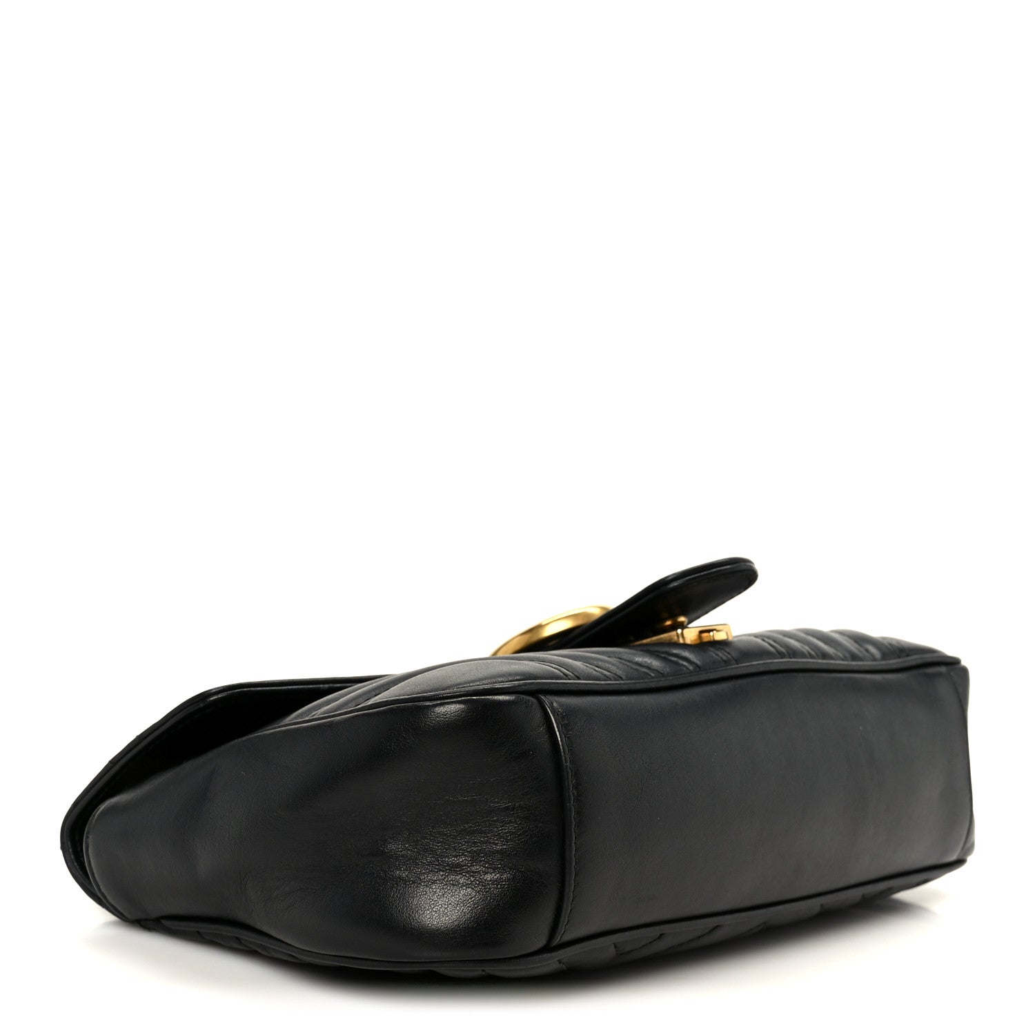 Gucci Calfskin Matelasse Small GG Marmont Shoulder Bag Black
