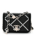 Chanel Lambskin Crystal Quilted Mini Chain Belt Bag Black