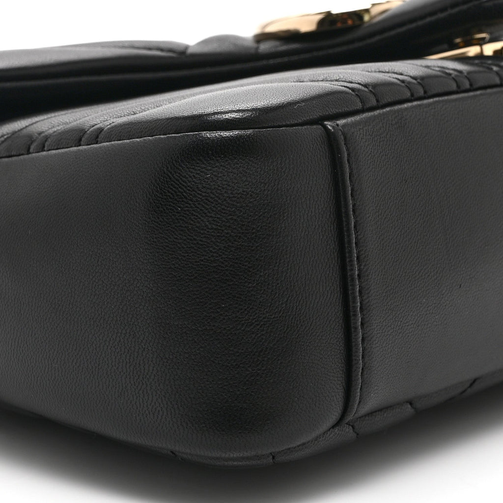 Gucci Lambskin Matelasse Medium GG Marmont Shoulder Bag Black