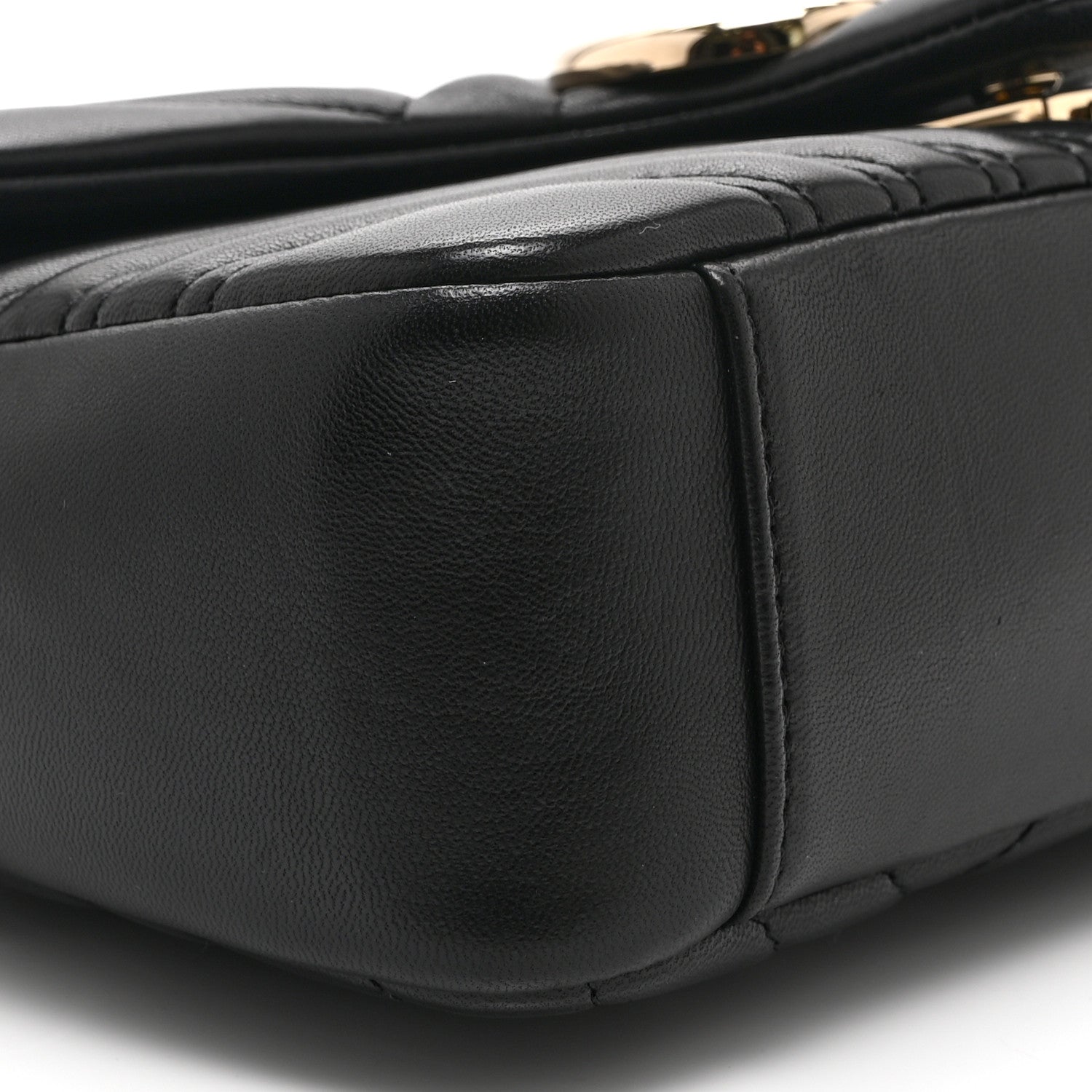 Gucci Lambskin Matelasse Medium GG Marmont Shoulder Bag Black