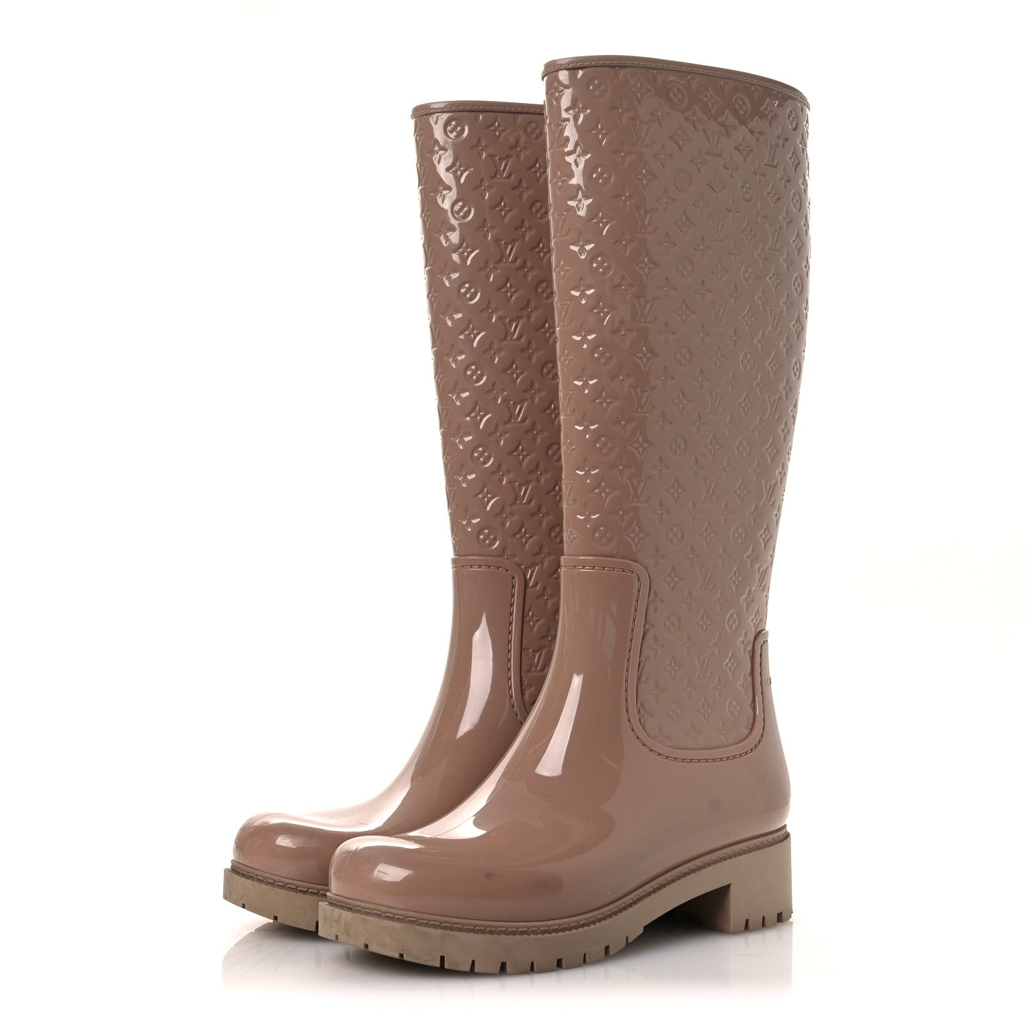 Louis Vuitton Rubber Embossed Monogram Splash Rain Boots 36 Rose Florentin