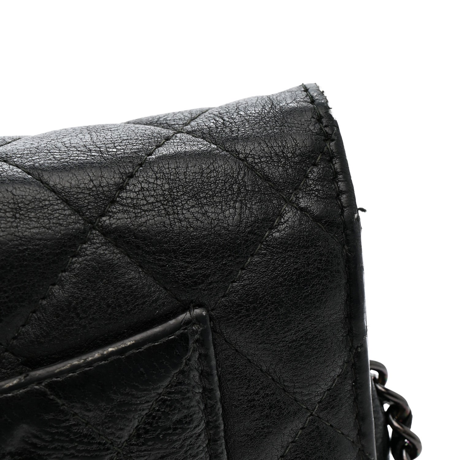 Chanel Crumpled Calfskin Quilted Wallet On Chain WOC So Black