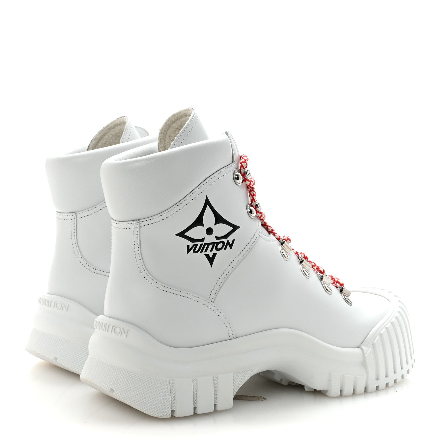 Louis Vuitton Calfskin Ruby Flat Ranger Boots 38 White