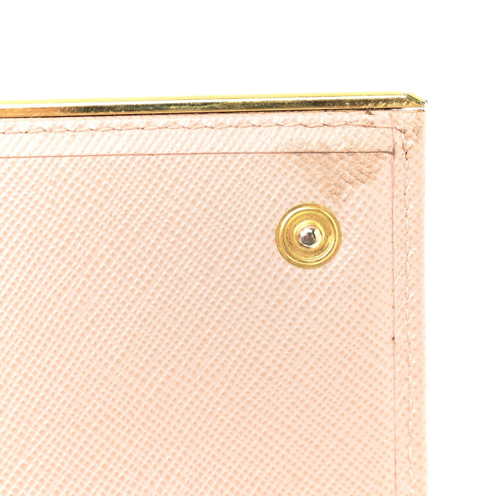 Prada Saffiano Metal Bar Continental Flap Wallet Orchidea
