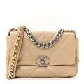 Chanel Lambskin Quilted Medium Chanel 19 Flap Beige