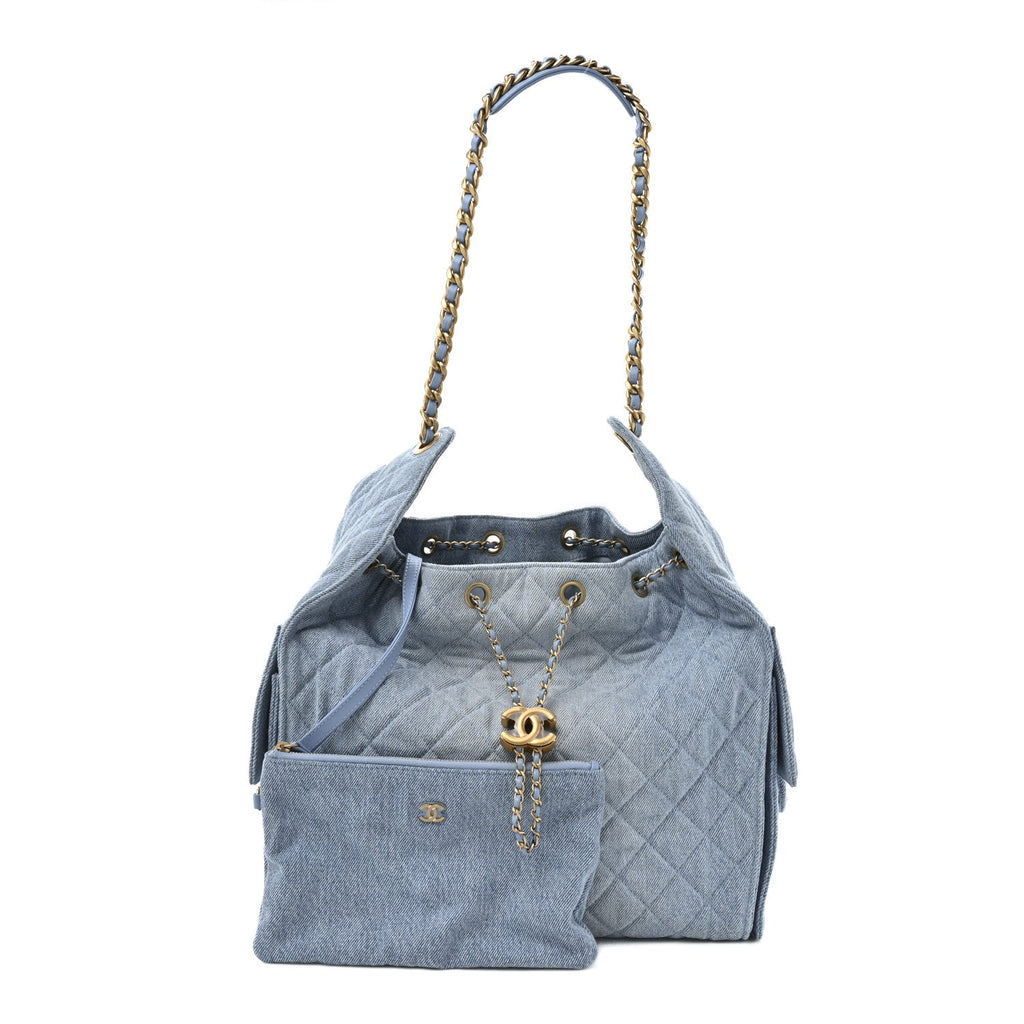 Chanel Washed Denim Quilted Medium Chanel 25 Handbag Blue