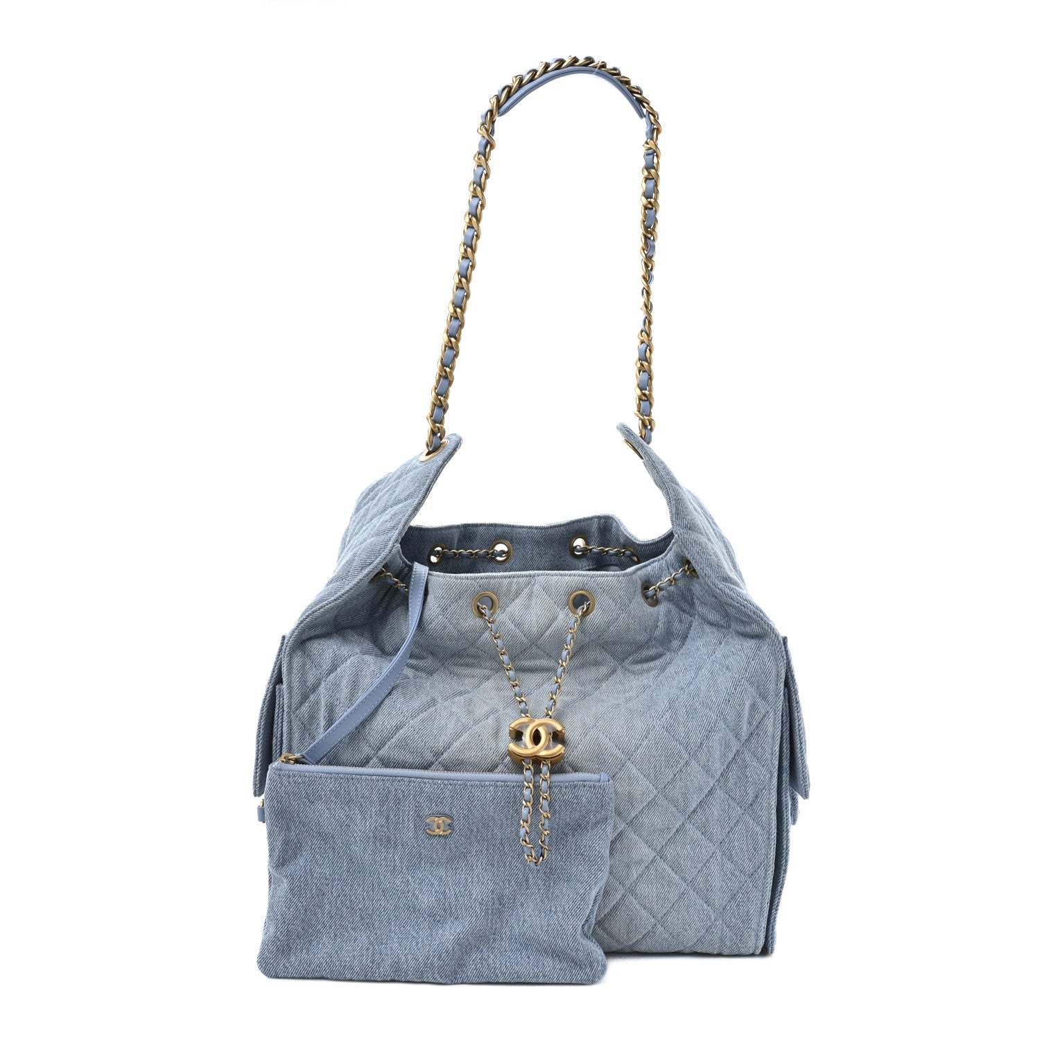 Chanel Washed Denim Quilted Medium Chanel 25 Handbag Blue