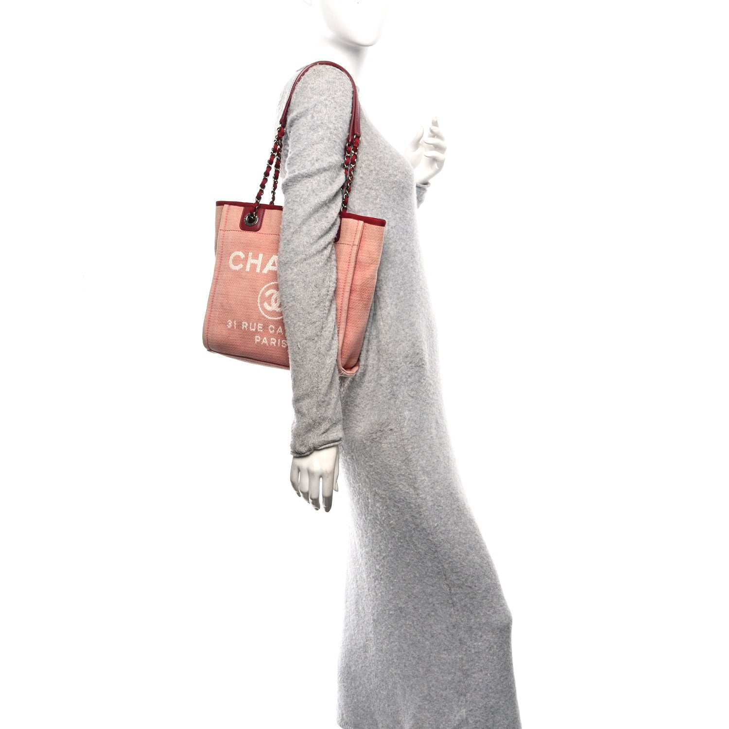 Chanel Canvas Mini Deauville Tote Red