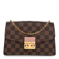Louis Vuitton Damier Ebene Croisette Chain Wallet Magnolia