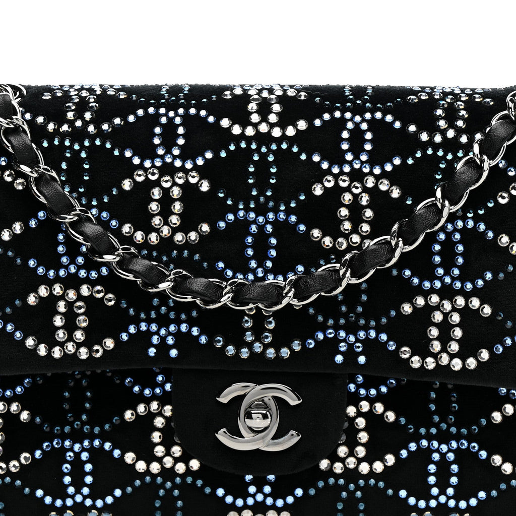 Chanel Velvet Crystal Medium Double Flap Black