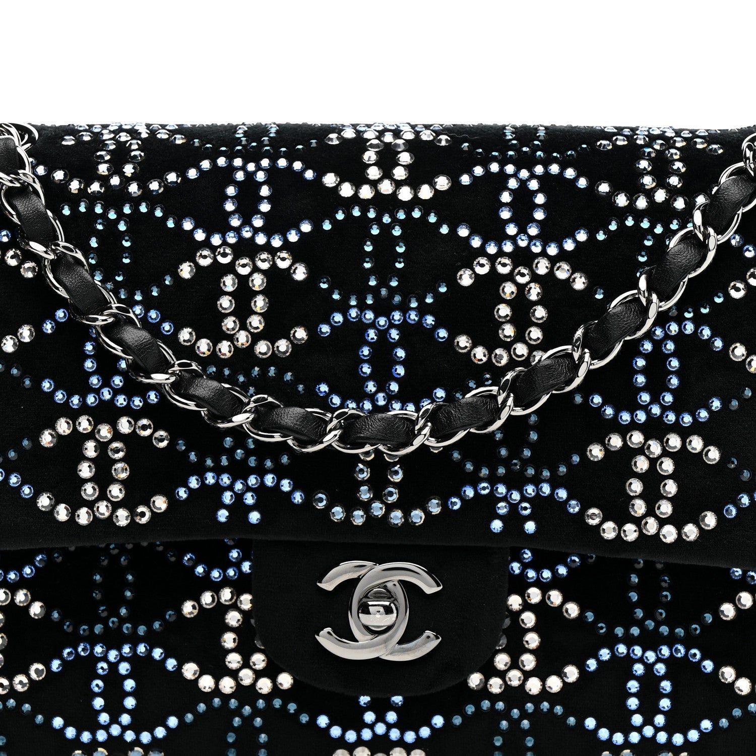Chanel Velvet Crystal Medium Double Flap Black