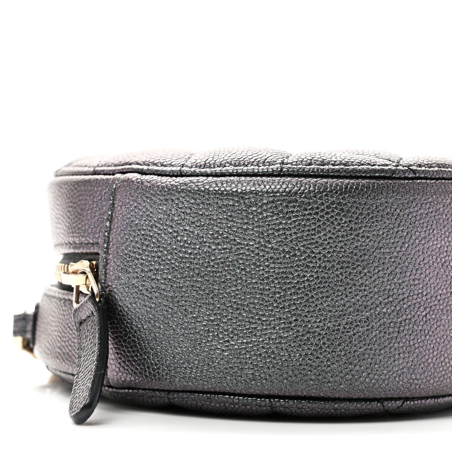 Chanel Iridescent Caviar Quilted Round Clutch With Chain Black