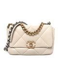 Chanel Goatskin Quilted Medium Chanel 19 Flap Beige