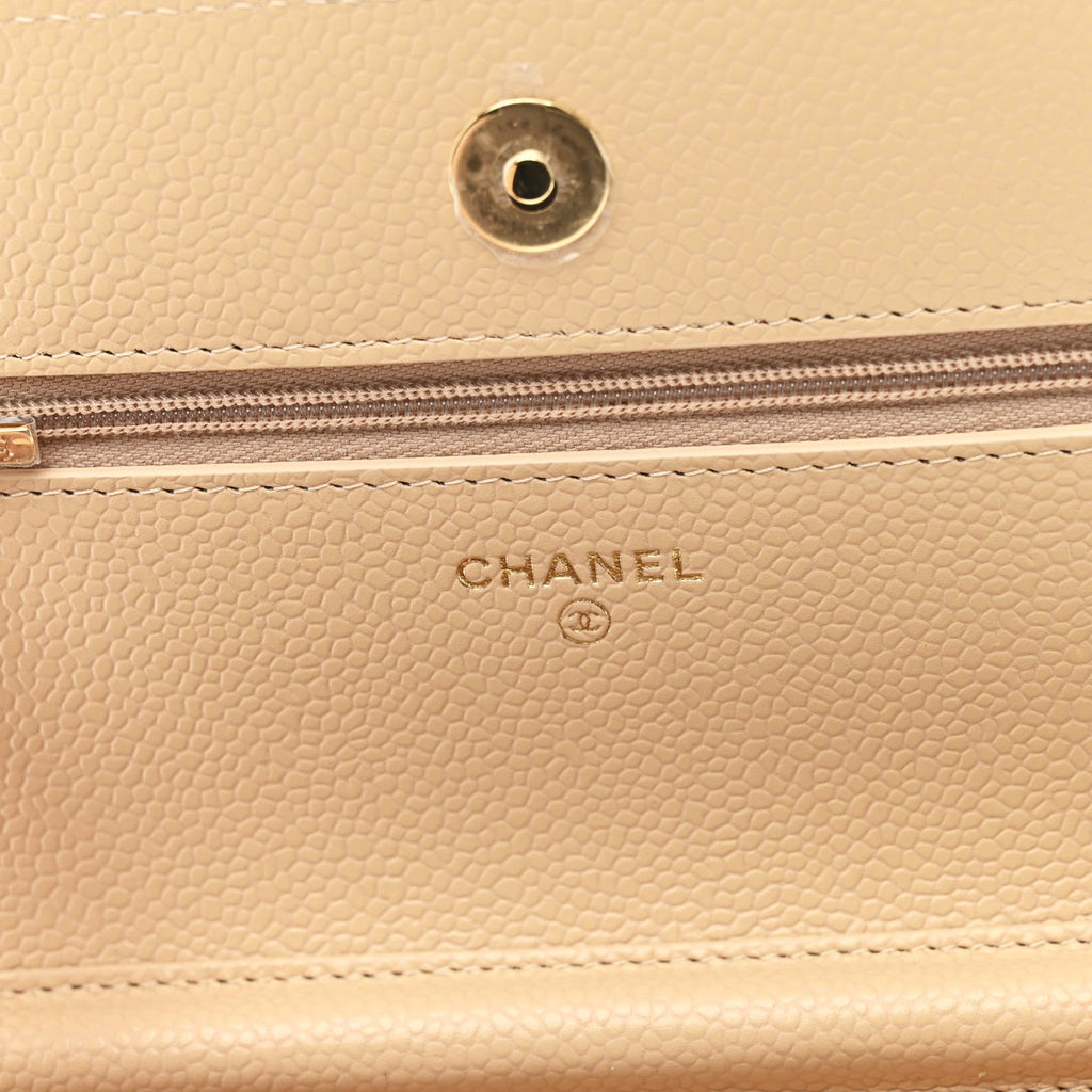 Chanel Caviar Quilted Wallet on Chain WOC Beige