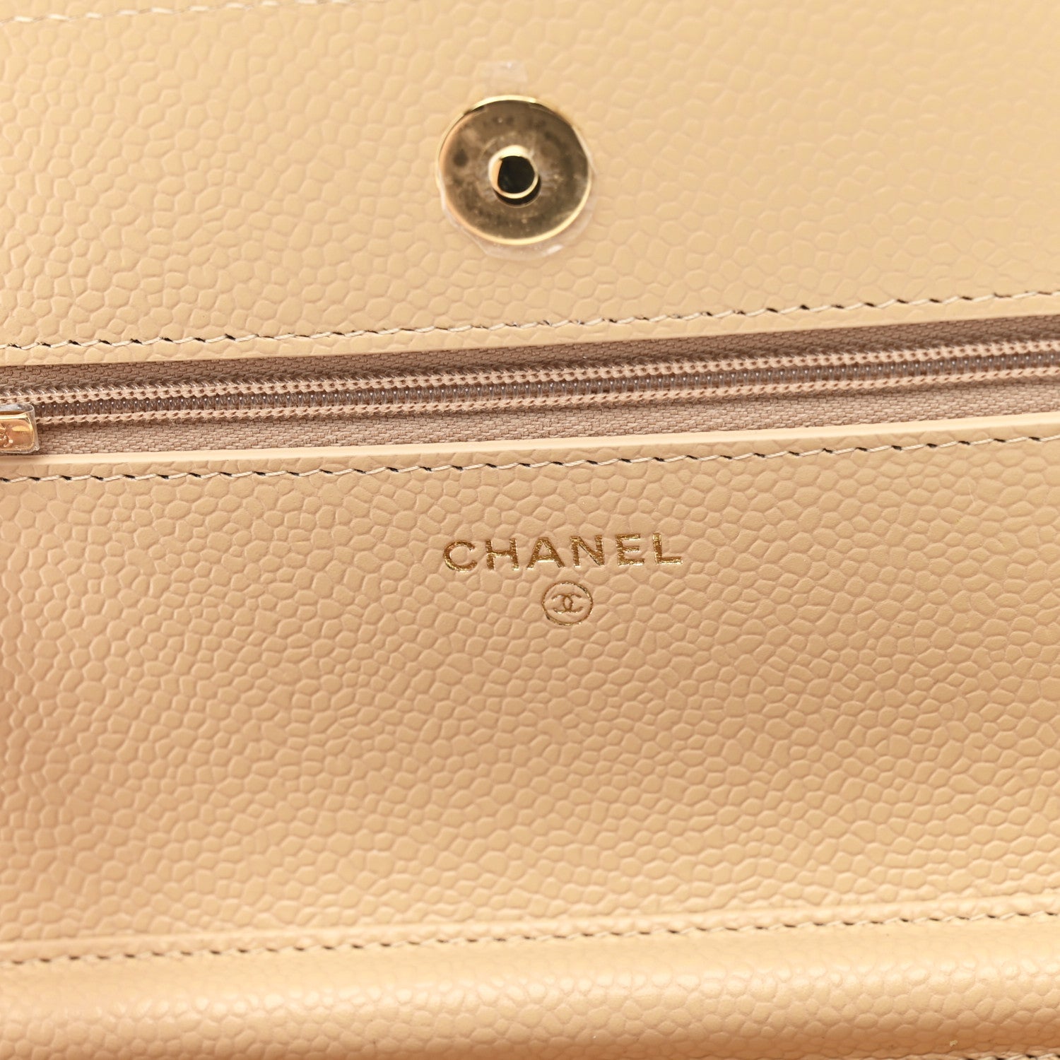 Chanel Caviar Quilted Wallet on Chain WOC Beige