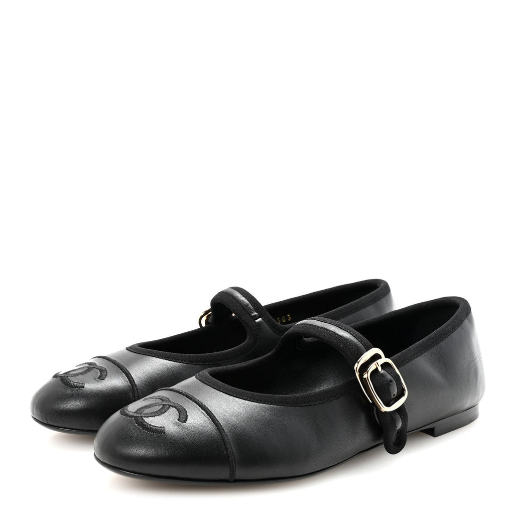 Lambskin Mary Jane Flats 36.5 Black