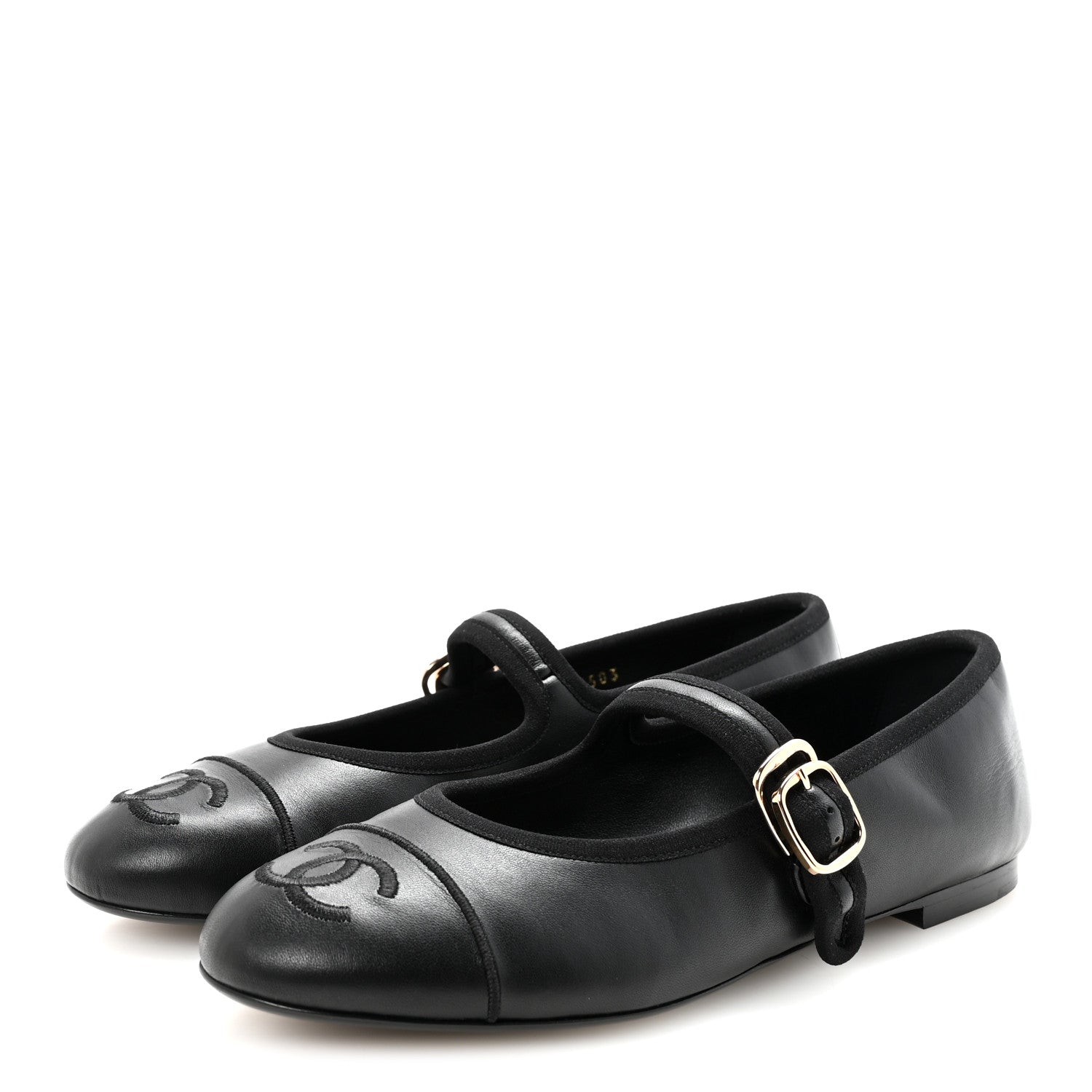 Lambskin Mary Jane Flats 36.5 Black