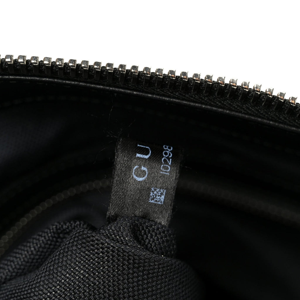 Gucci GG Supreme Monogram Appia Calfskin Web Flat Messenger Bag Black Grey