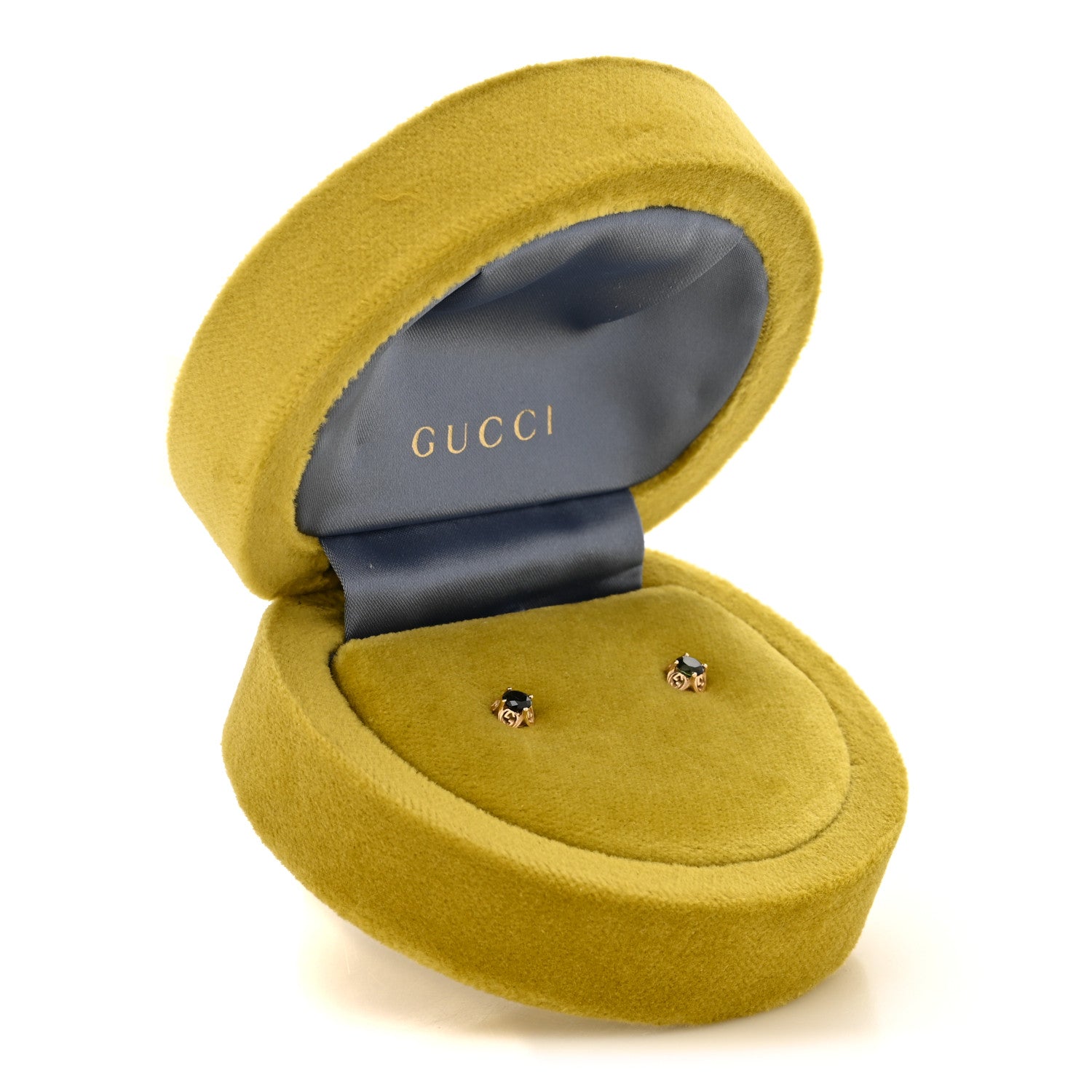 Gucci 18K Yellow Gold Green Tourmaline Interlocking G Earrings 49/4.75
