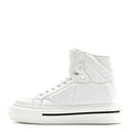 Prada Re-Nylon Gabardine Spazzolato Macro Quilted Triangle Logo High Top 45mm Sneakers 38.5 White