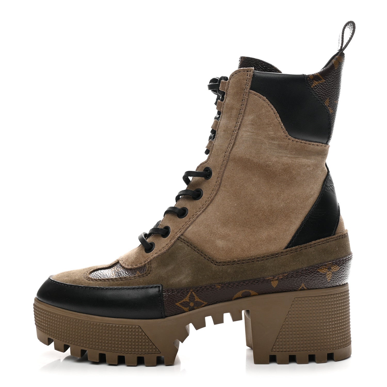 Louis Vuitton Suede Calfskin Monogram Laureate Platform Desert Boots 36 Taupe