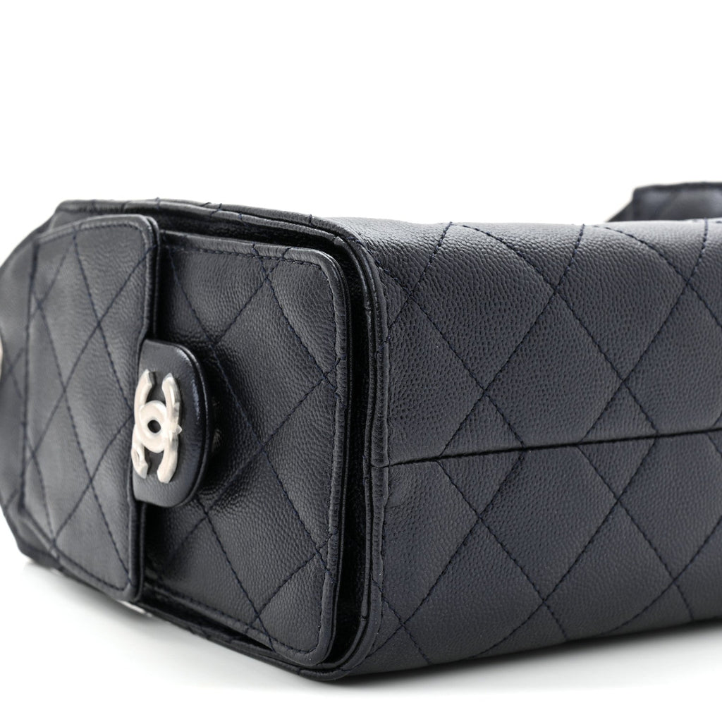 Chanel Metallic Caviar Quilted Mini Chanel 25 Handbag Dark Blue