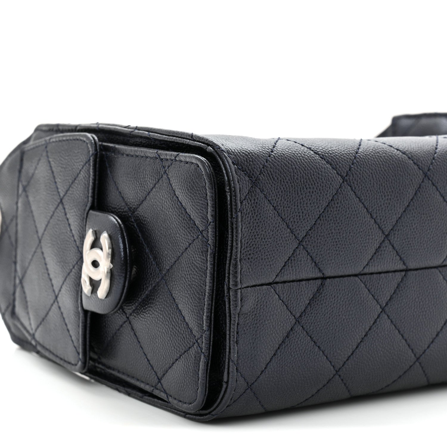 Chanel Metallic Caviar Quilted Mini Chanel 25 Handbag Dark Blue