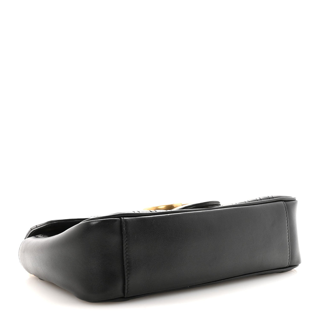 Gucci Calfskin Matelasse Small GG Marmont Shoulder Bag Black
