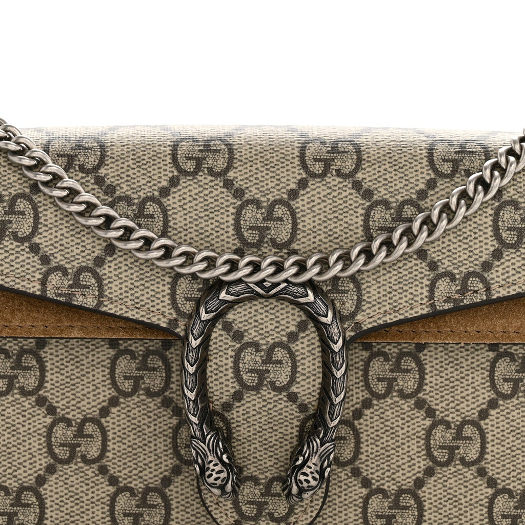 Gucci GG Supreme Monogram Super Mini Dionysus Shoulder Bag Taupe