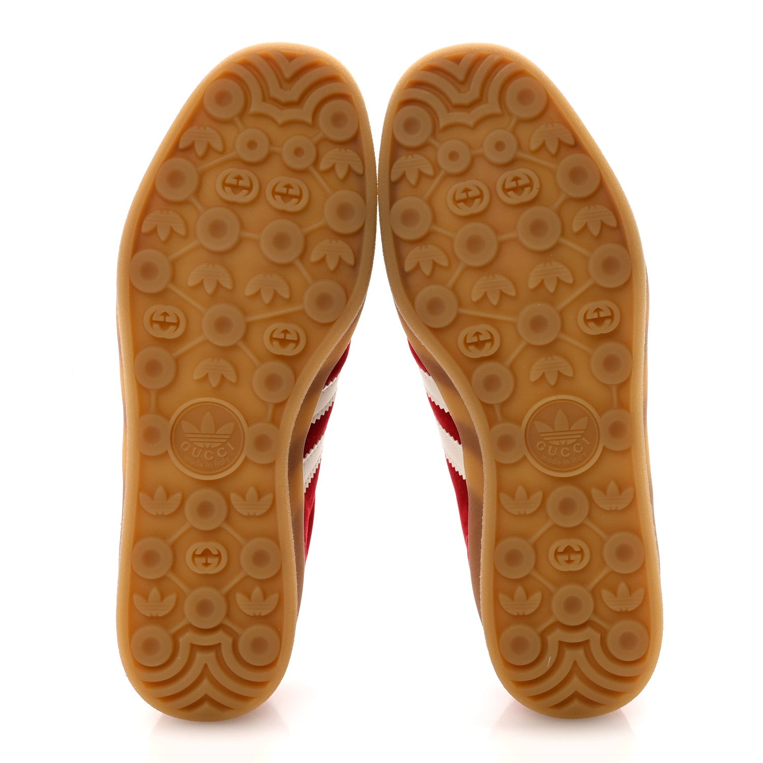 Gucci X ADIDAS Softy Velvet Suede Madeira Demetra Mens Gazelle Sneakers 8 Vulcanic Red Off White Hibiscus Red
